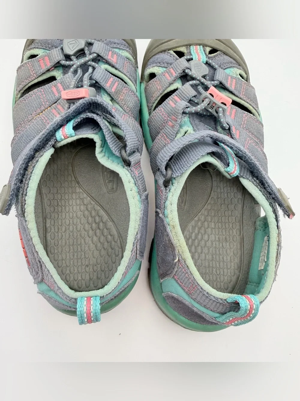 KEEN Kids Size 2 Waterproof Sport Sandals Gray Teal Pink Closed Toe Gorpcore